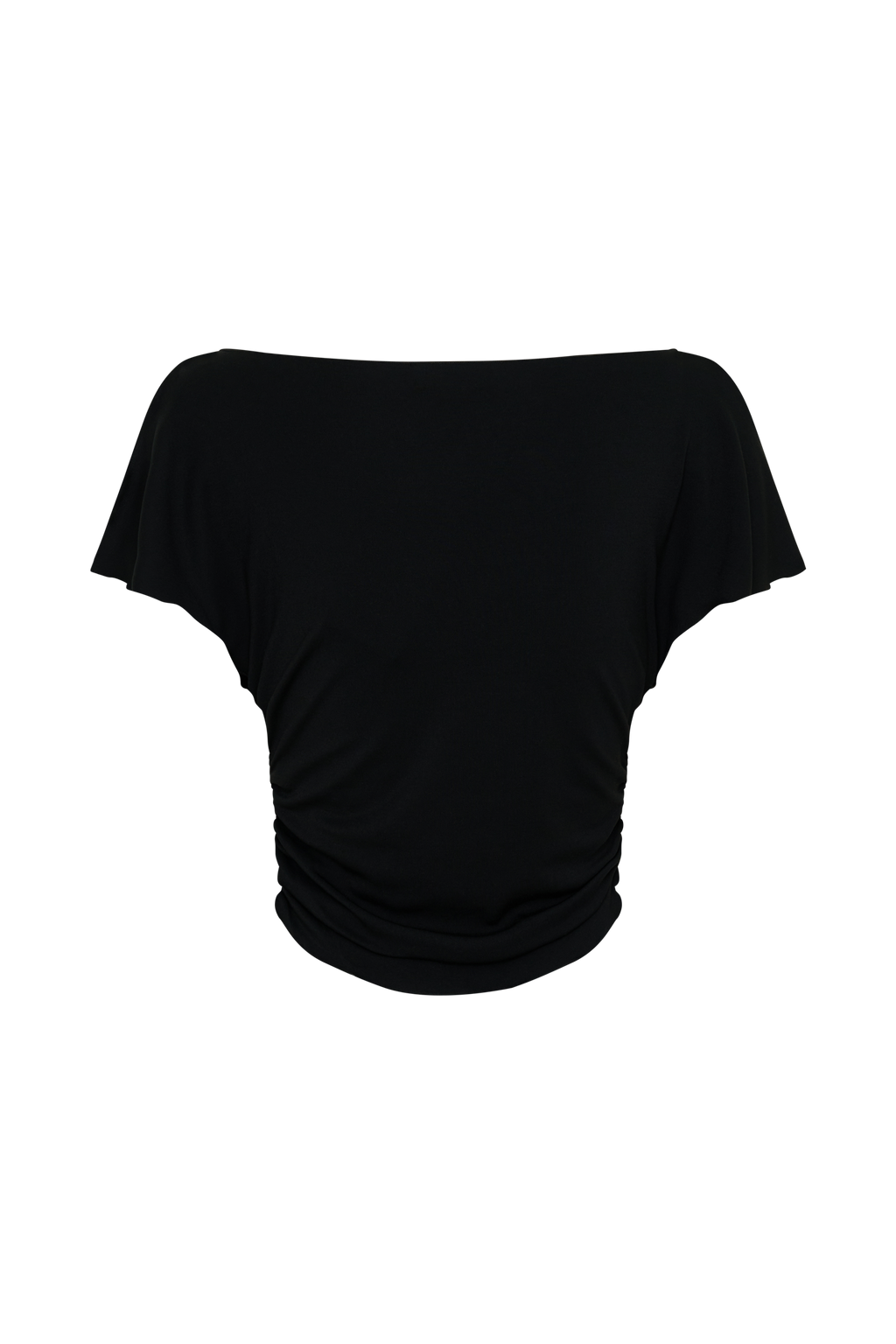 Modal Flounce Short Sleeve Top - Black