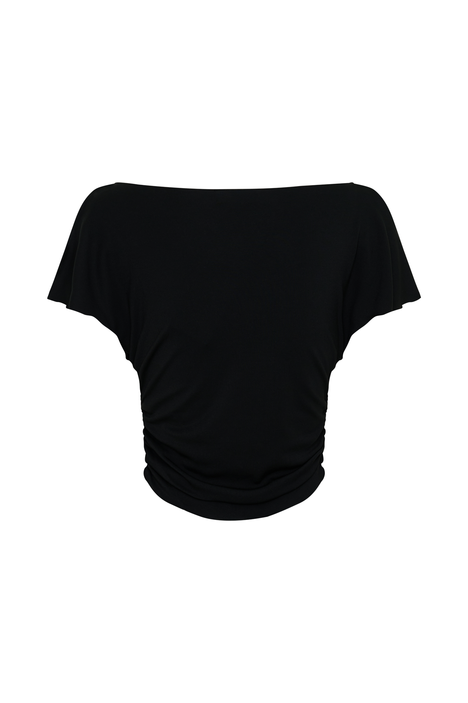 Modal Flounce Short Sleeve Top - Black