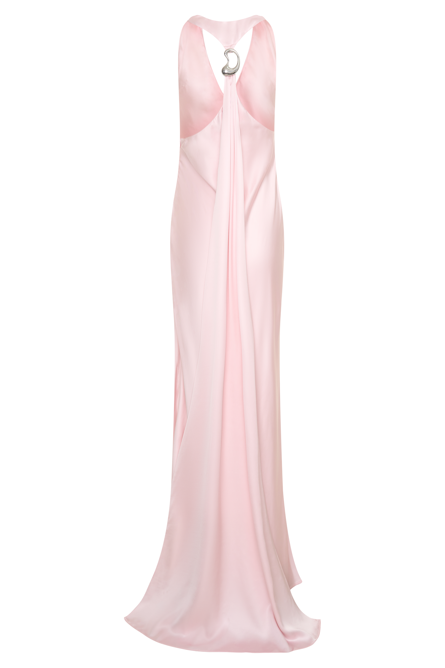 Halter Satin Maxi Dress With Hardware - Pale Pink