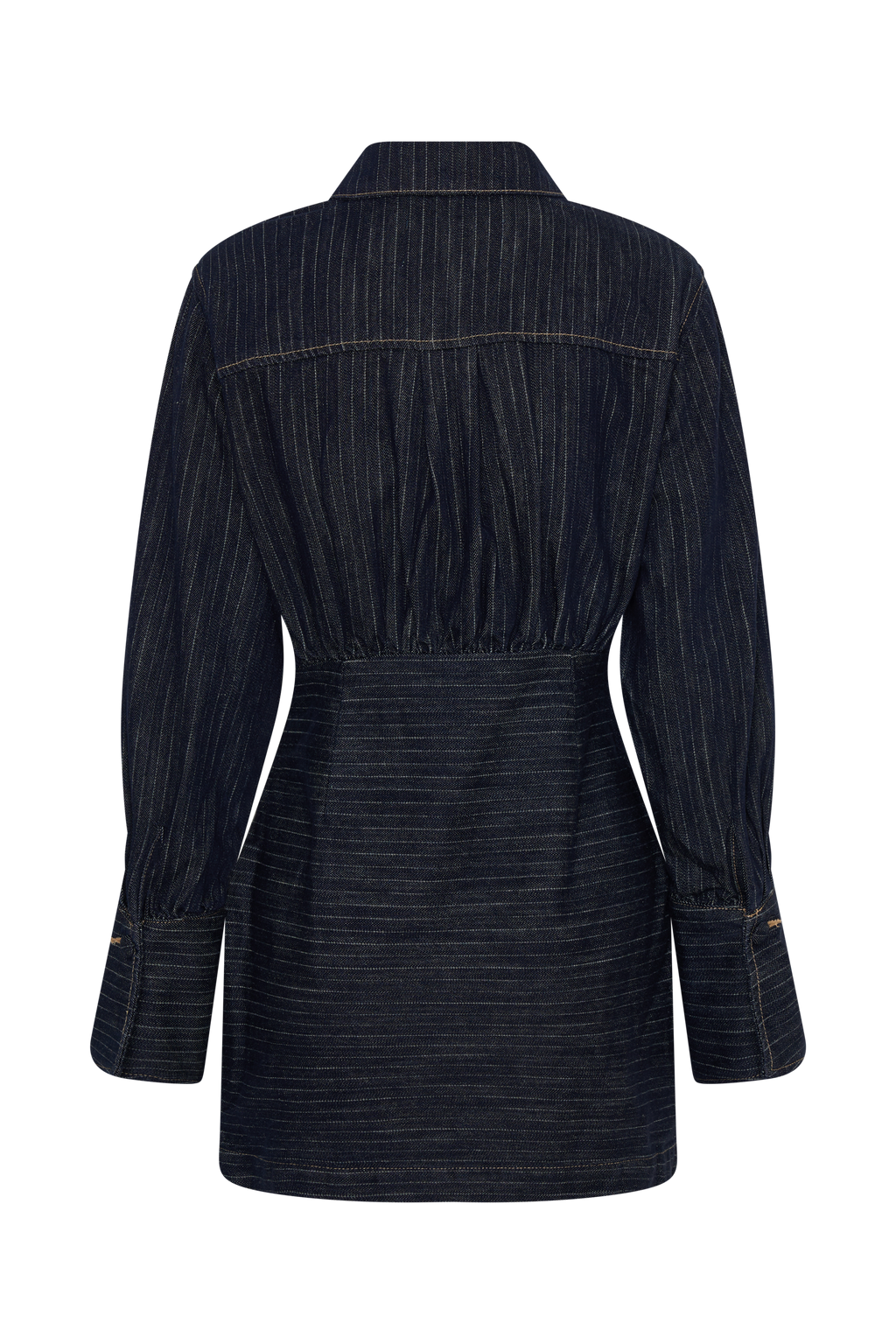 Mini-jurk van denim met lange mouwen - Indigostreep