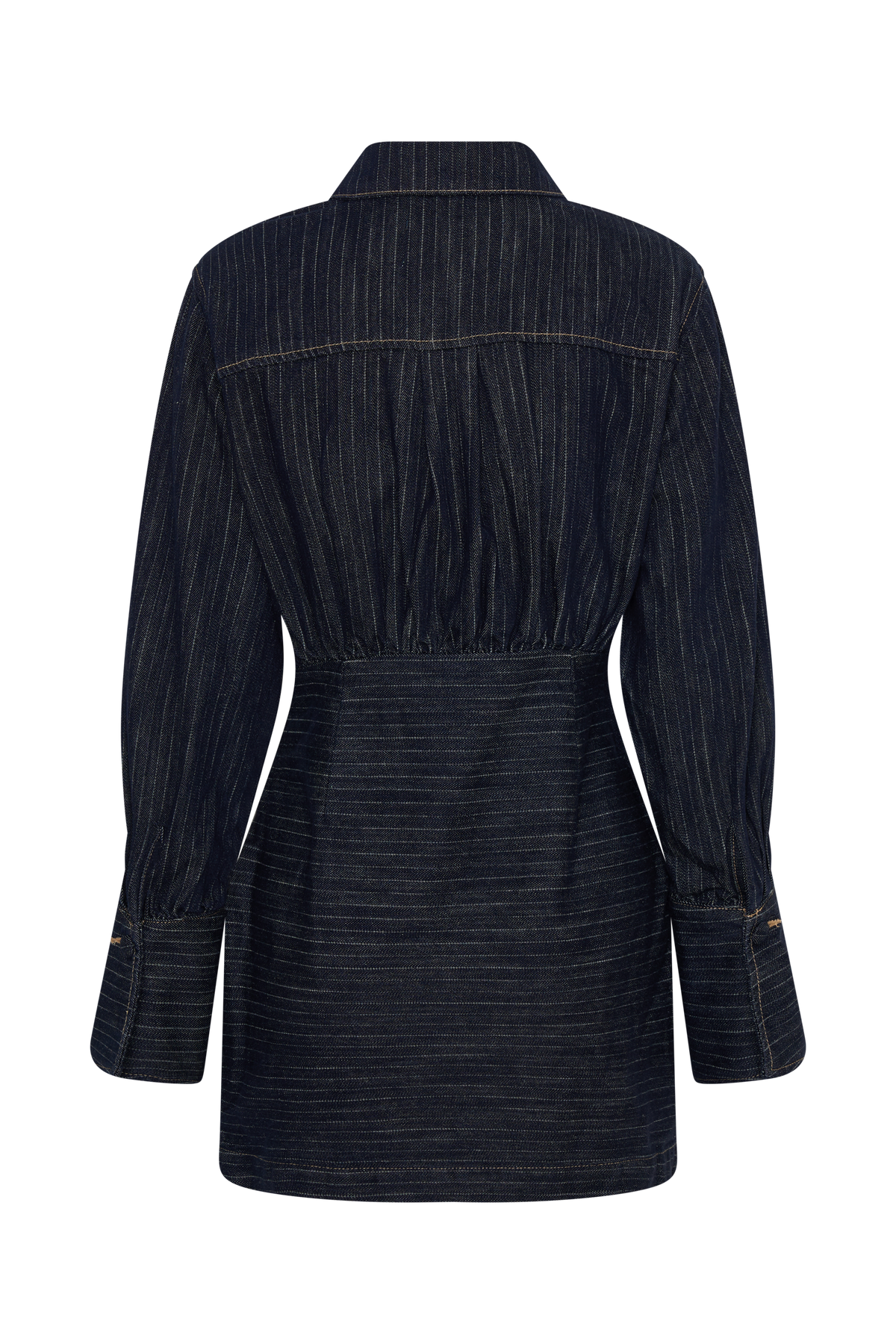 Mini-jurk van denim met lange mouwen - Indigostreep