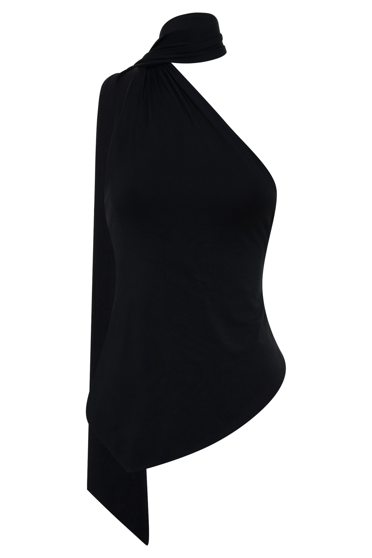 One Shoulder Tie Top - Black