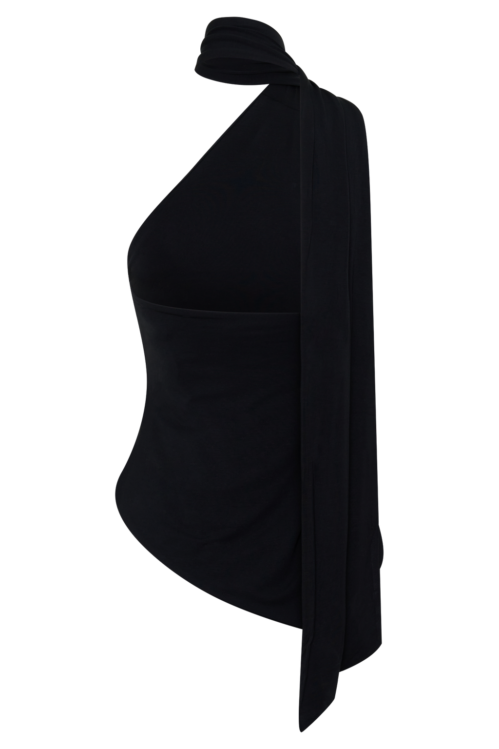 One Shoulder Tie Top - Black