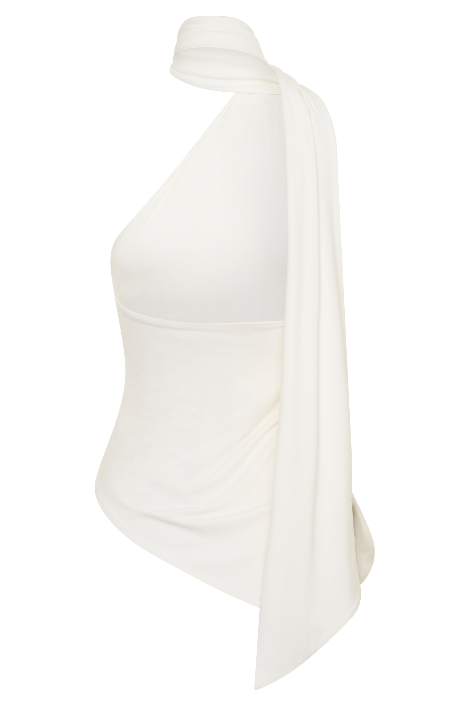 One Shoulder Tie Top - White