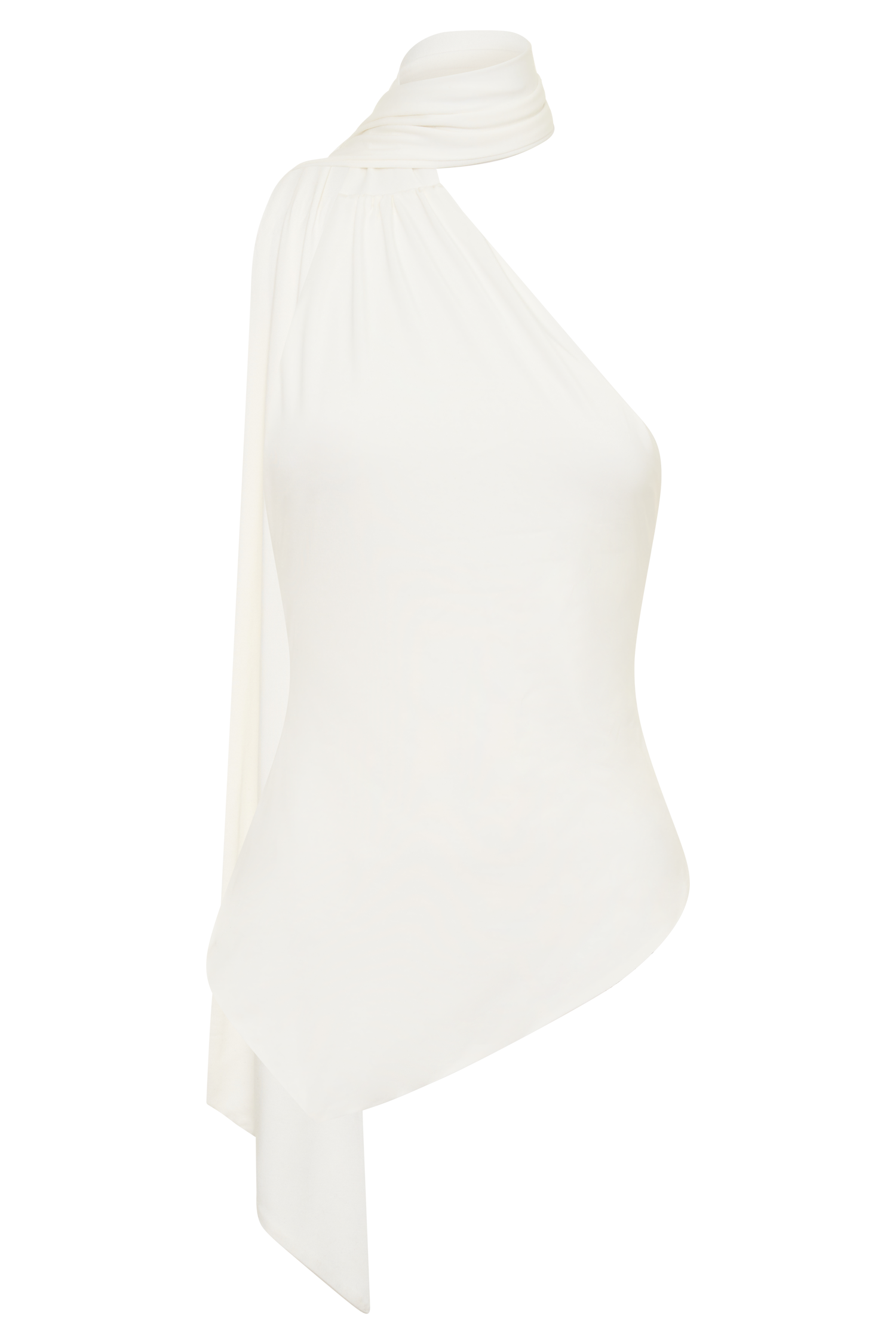 One Shoulder Tie Top - White