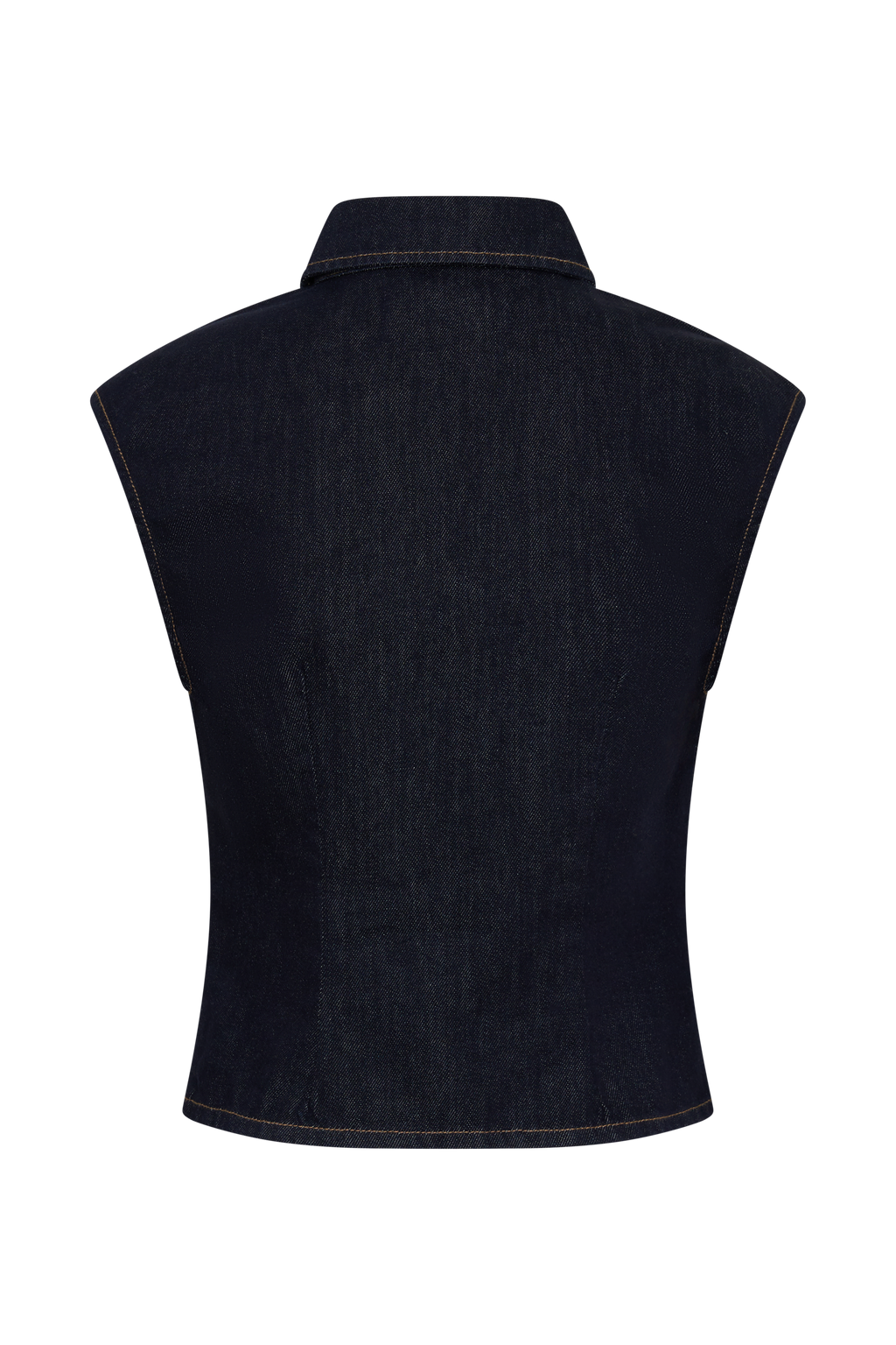 Collared Denim Longline Top - Washed Indigo Blue