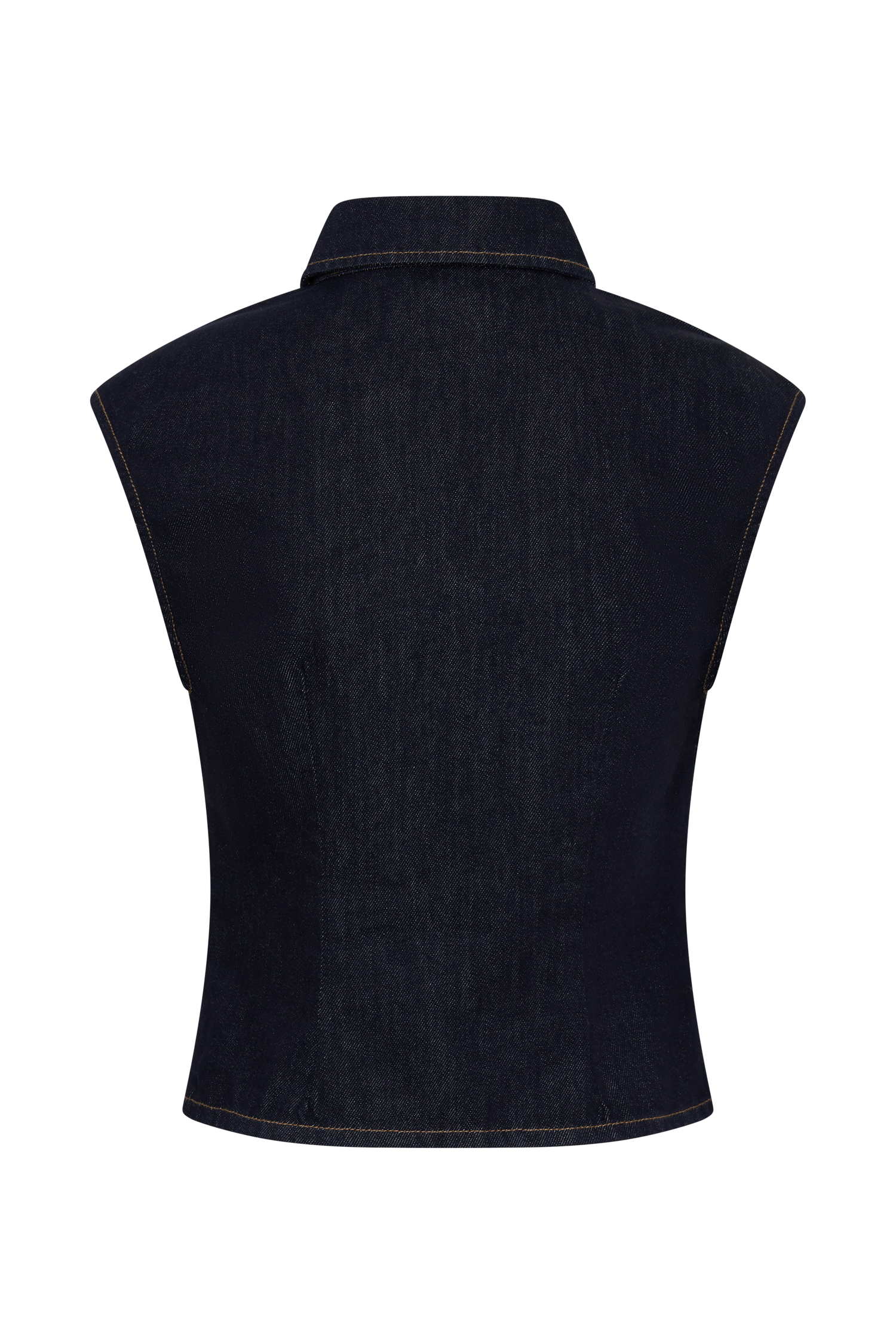 Collared Denim Longline Top - Washed Indigo Blue