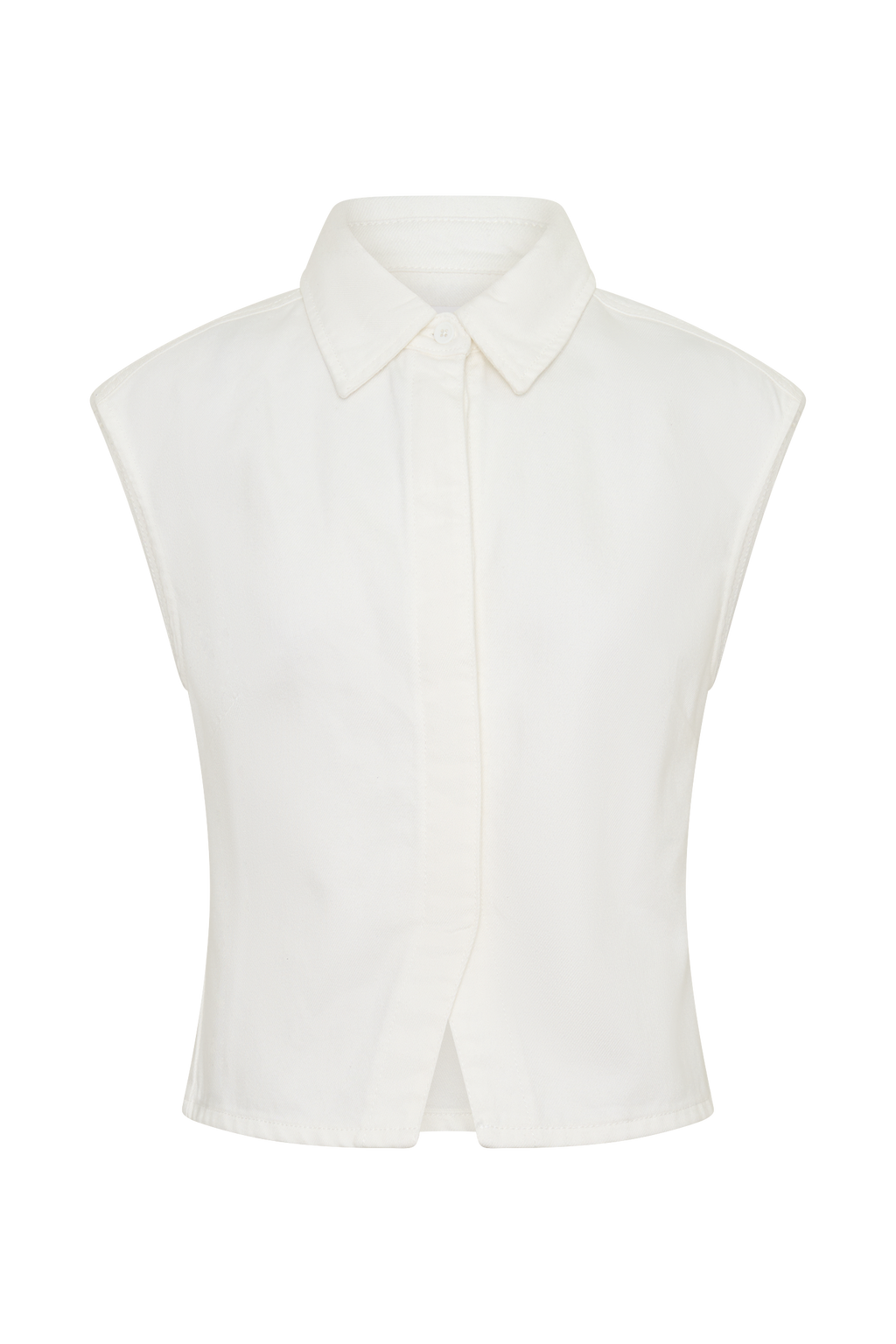 Collared Denim Longline Top - White