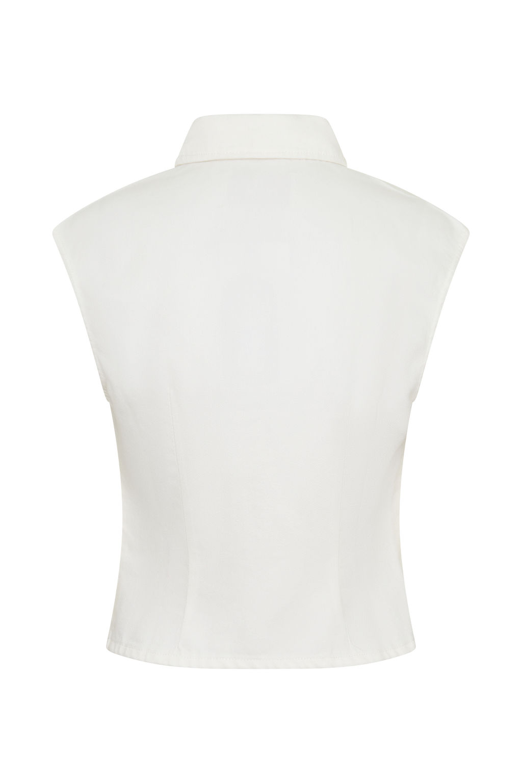 Collared Denim Longline Top - White