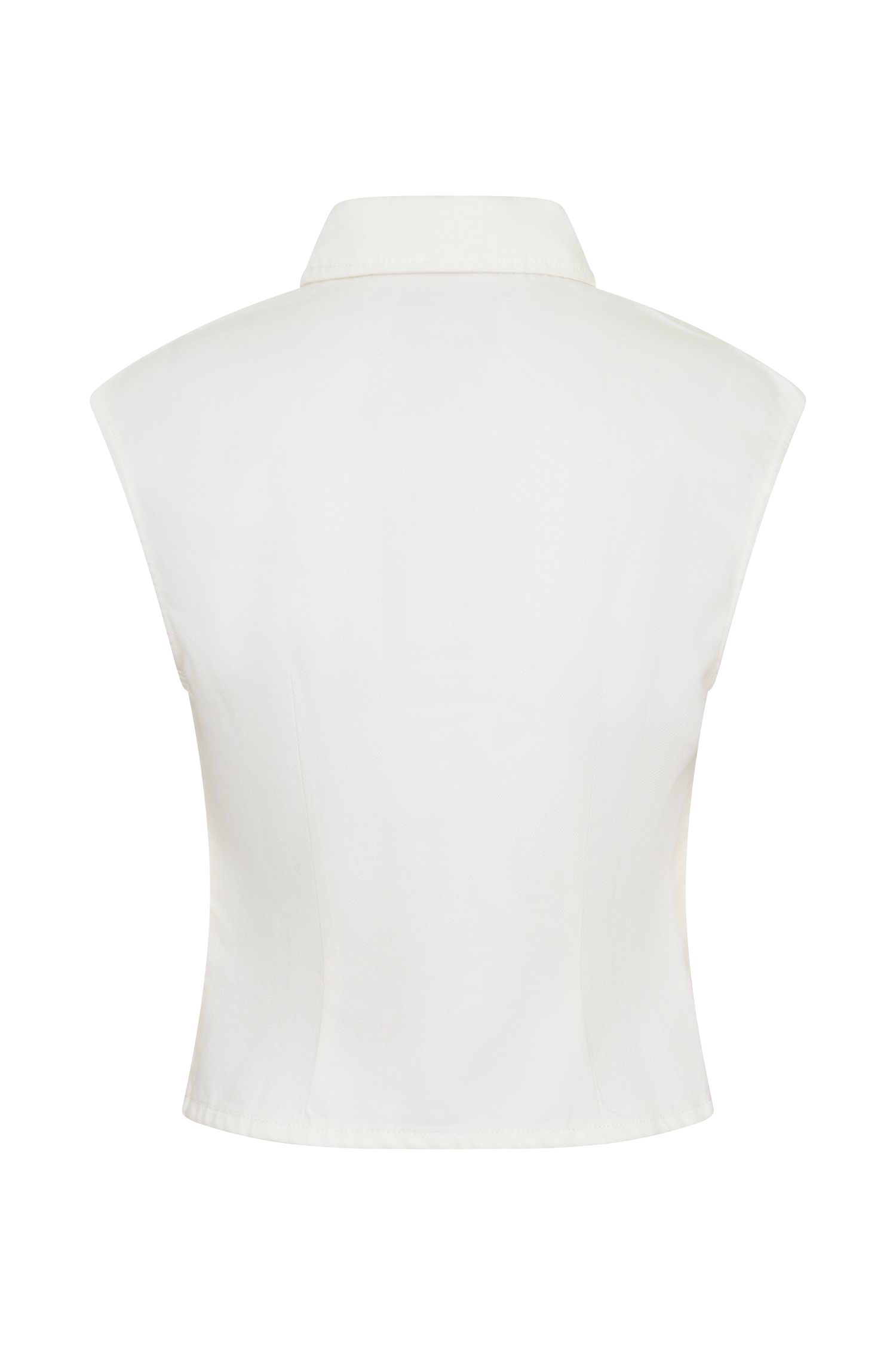 Collared Denim Longline Top - White