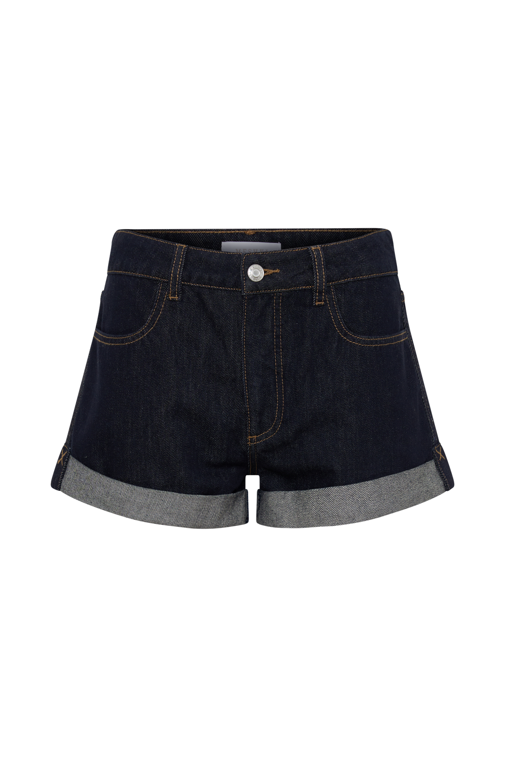 Denimshorts met omgeslagen zoom - Gewassen indigoblauw