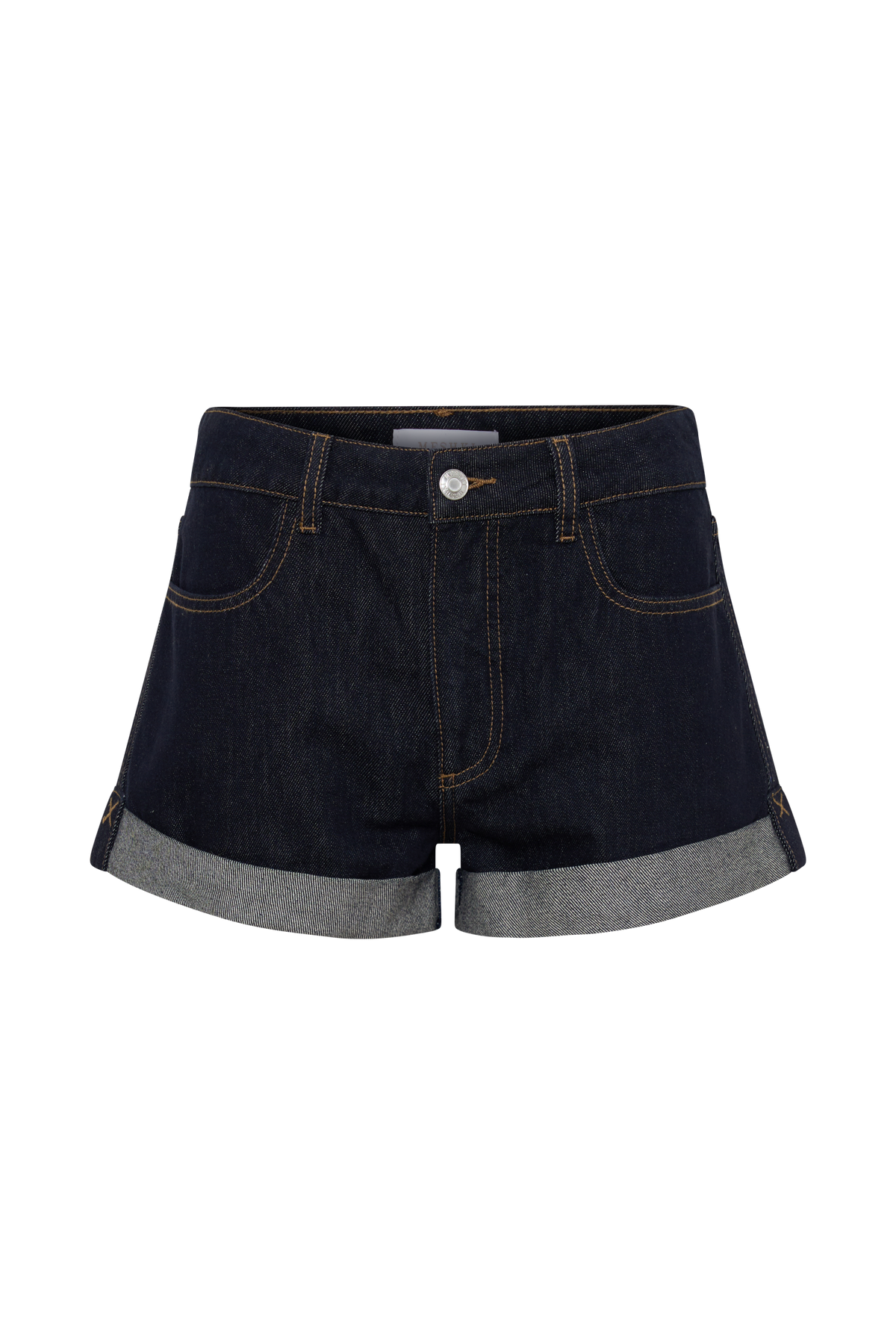 Denimshorts met omgeslagen zoom - Gewassen indigoblauw