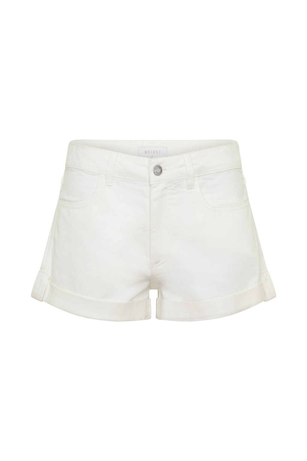 Spijkershorts met omgeslagen zoom - wit