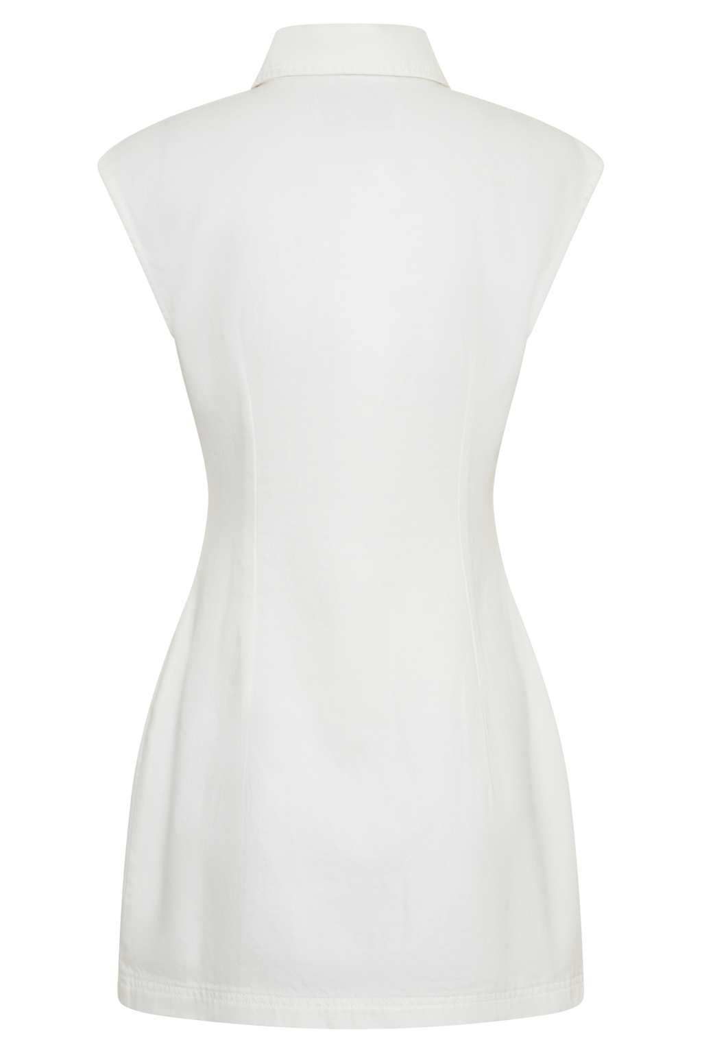 Collared Mini Denim Dress - White