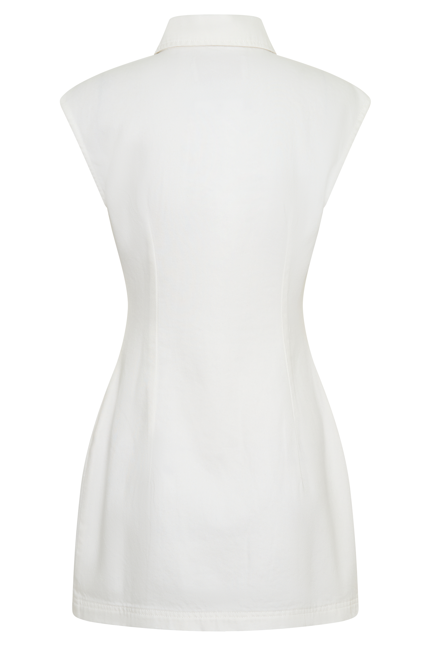Collared Mini Denim Dress - White